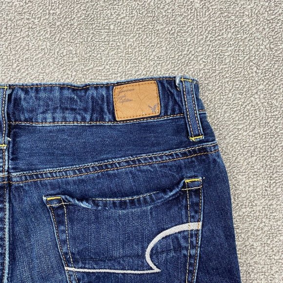 American Eagle Cuffed Jean Shorts Women's Size 2 Mid Rise Distressed Denim Blue - Picture 5 of 10
